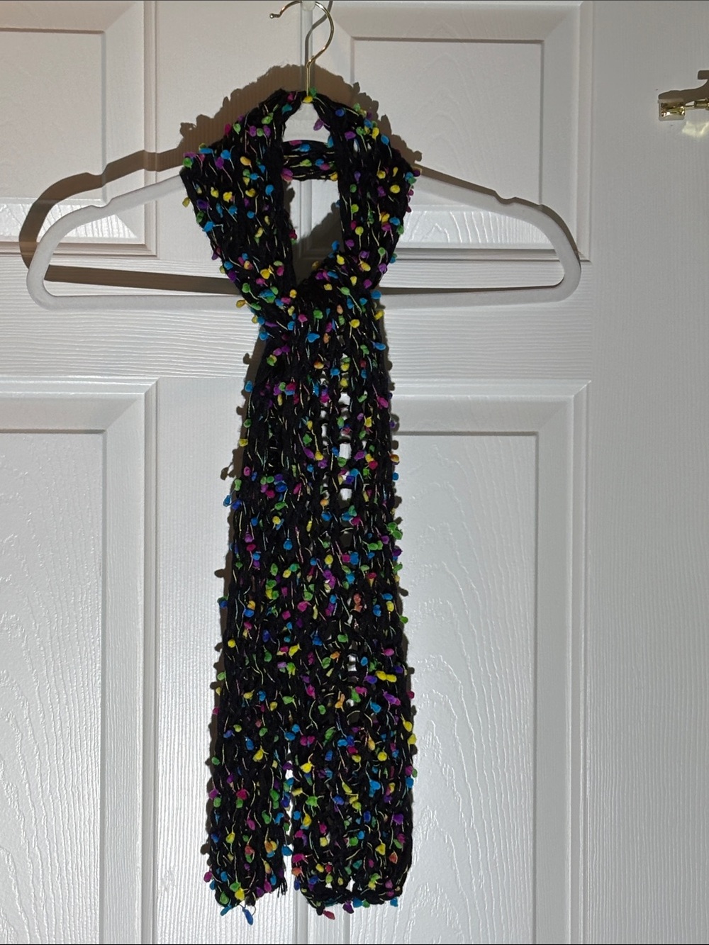 Black Scarf with Multicolor Accent Dots - Fashion Accessory